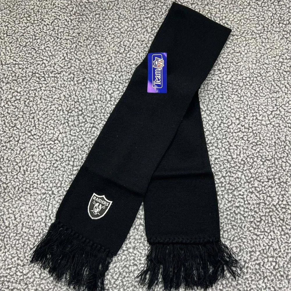Vintage Las Vegas Raiders‎ Scarf Men Black 48x6 NFL Adults